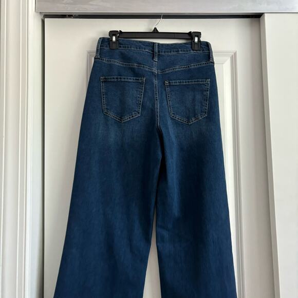 NWT New York & Company Wide Leg Dark Wash Jean Sz 6 Office High Waisted - Picture 8 of 13